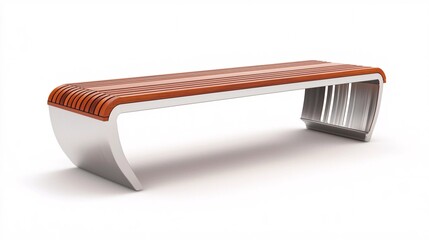 Modern Outdoor Bench with Wooden Slats and Sleek Metal Design