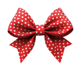 Red polka dot bow product isolated on transparent background, png