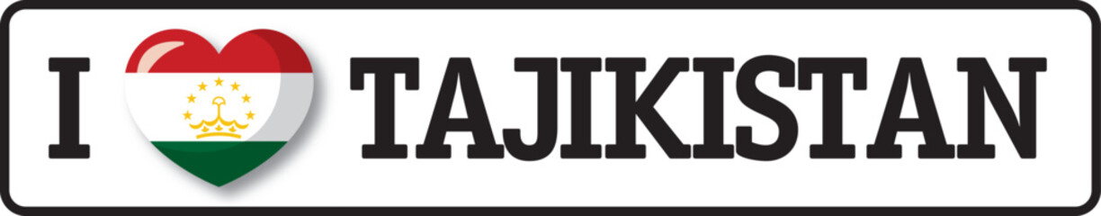 I love Tajikistan, tajik flag heart representing national pride and patriotism
