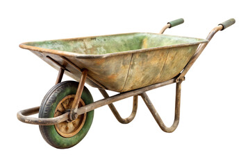old wheelbarrow isolated on white background PNG.GENERATIVE AI