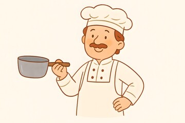 a chef with a pan in his hand