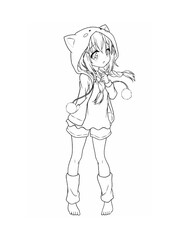 Hand drawn anime coloring page