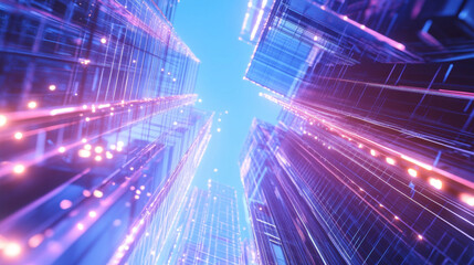 Futuristic abstract design with bold AI elements in a vibrant background