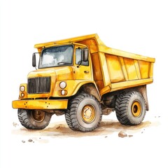 Yellow dump truck illustration