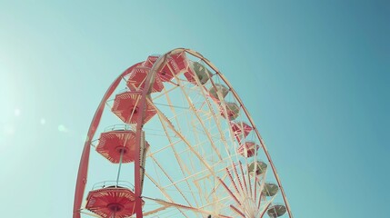 A vintage Ferris wheel against the clear blue sky, capturing its classic charm and whimsical allure, Generative AI illustrations.
