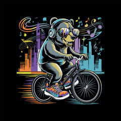 bear riding bike for t shirt