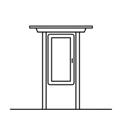 Simple line art of a door outline on white background  