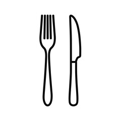 Knife and Fork Icon Illustration on White Background  