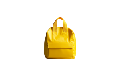 a yellow tote bag with handles on a transparent background, PNG image, PNG file, Generative art.