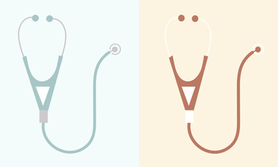 Stethoscope Illustration Set on Beige and Blue Background