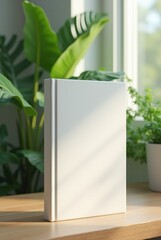 Minimalist White Frame Mockup in Bright Indoor Plant Setting 
