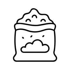 Outline sack of flour vector illustration for baking ingredients and cooking recipes design needs