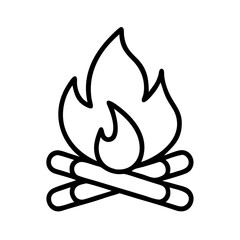 Campfire outline drawing vector illustration for camping fire bonfire and outdoor design element