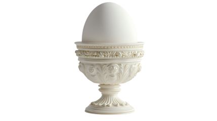 a white egg in a white egg holder on a transparent background, PNG image, PNG file, Generative art.