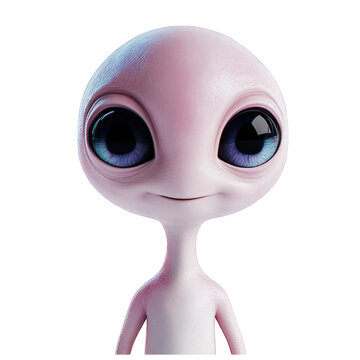 Cute grey alien cartoon character space fantasy