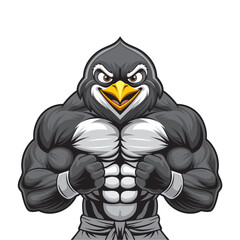 penguin mascot vector illustration muscular penguin design