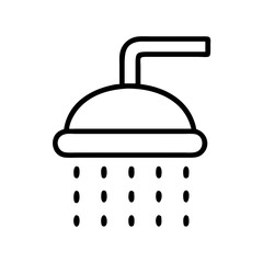Shower head icon vector illustration, bathroom fixture, plumbing, water droplets, clean shower design