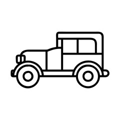 Fototapeta premium Vintage car outline drawing vector illustration of classic automobile design for print media