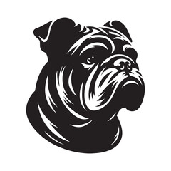 Vector silhouette of a Bulldog, Dog illustration, Dog art, Dog drawing, Pet Animal Silhouette.