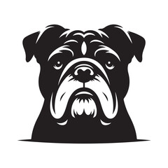 Vector silhouette of a Bulldog, Dog illustration, Dog art, Dog drawing, Pet Animal Silhouette.