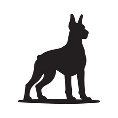 Vector silhouette of a Doberman , Dog illustration, Dog art, Dog drawing, Pet Animal Silhouette.	
