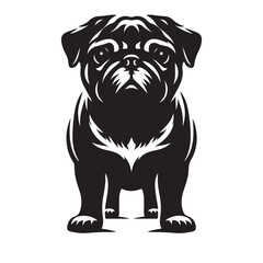 Vector silhouette of a Bulldog, Dog illustration, Dog art, Dog drawing, Pet Animal Silhouette.