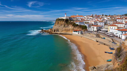 A panoramic view of a coastal town in Portugal