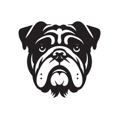 Vector silhouette of a Bulldog, Dog illustration, Dog art, Dog drawing, Pet Animal Silhouette.