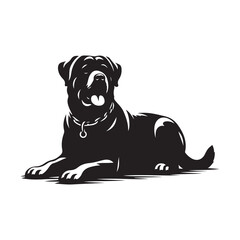 Vector silhouette of a dog, Dog illustration, Dog art, Dog drawing, Pet Animal Silhouette.	