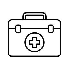First aid kit vector icon outline drawing for medical emergency healthcare and treatment aid box