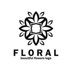 floral flower logo icon vector illustration template design