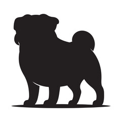 Vector silhouette of a Bulldog, Dog illustration, Dog art, Dog drawing, Pet Animal Silhouette.