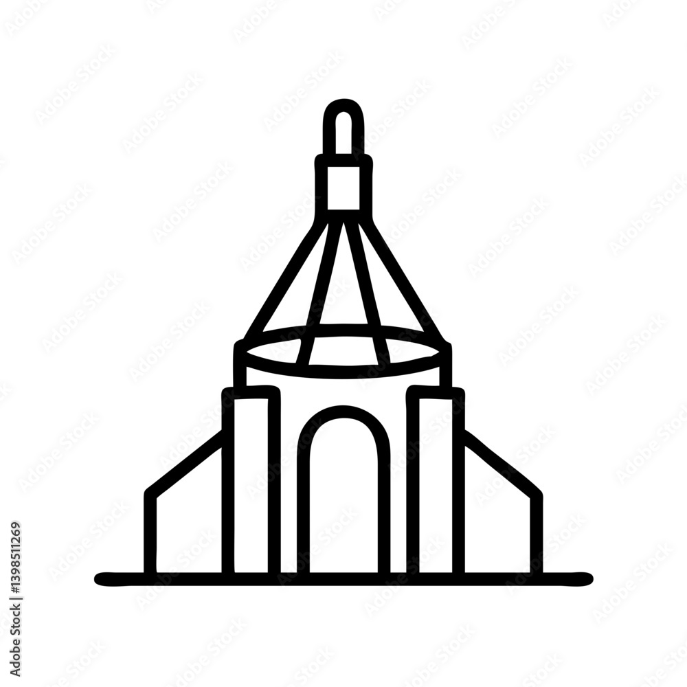 Poster explore historic architecture drawing of a dome building with arches and minimalist design element a