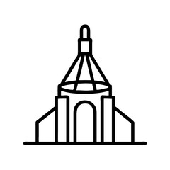 Explore historic architecture drawing of a dome building with arches and minimalist design element art