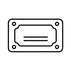 Outline vector graphic of a blank label holder, vintage card holder, nameplate for drawer, file cabinet