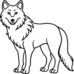 Detailed Wolf Line Art Drawing for Coloring and Artistic Projects