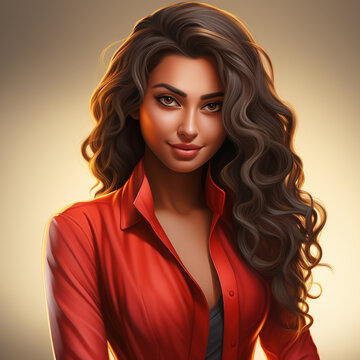 Gamour latin girl red shirt character game art
