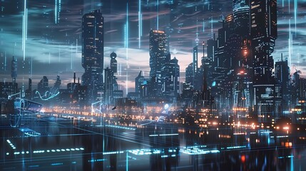 Naklejka premium A Science and Technology Industrial Park, Smart Park, Internet of Things, Generative AI illustrations.