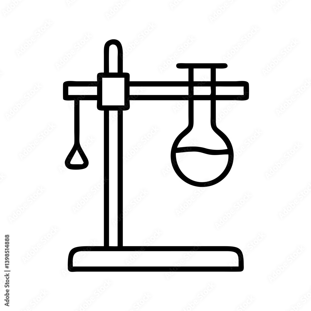 Poster laboratory experiment setup with flask and stand for scientific research and analysis