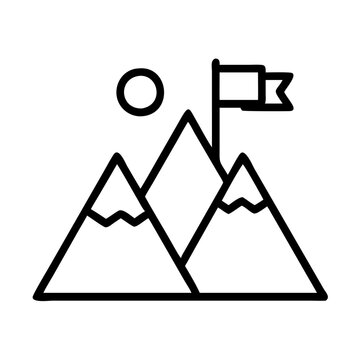 mountains with flag and sun icon clip art preview