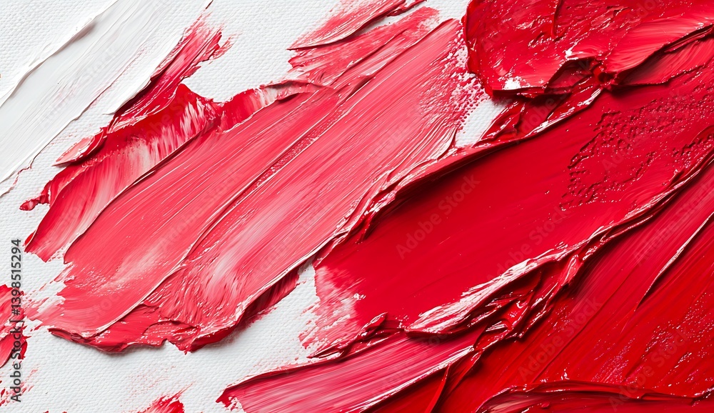 Poster crimson strokes: a macro shot showcases the vibrant allure of art in a close-up view, where the arti