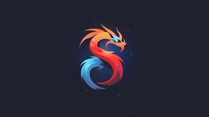 A website logo design, shape of letter S dragon, solid circular background, Generative AI illustrations.