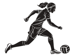 Women’s Football Graphic – Girl Kicking Soccer Ball – Athletic Female Vector Art