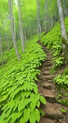 Forest Trail Steps Lush Green