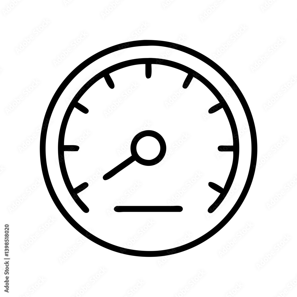 Poster gauge speedometer tachometer vector icon for car dashboard performance measurement indicator design