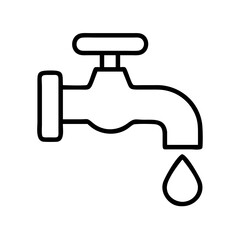 Water tap faucet dripping vector icon illustration plumbing fixture for bathroom kitchen sink design