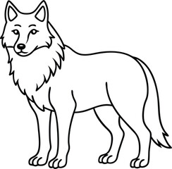 Detailed Wolf Line Art Drawing for Coloring and Artistic Projects