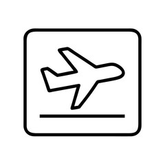 Airplane departure icon vector illustration for airport sign and travel design element concept