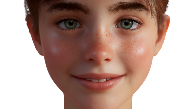 a close up portrait of a young woman with green eyes on a transparent background, PNG image, PNG file, Generative art.