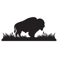 Silhouettes of Wild Boar and bison in a Vector Style with Other Wild Animals